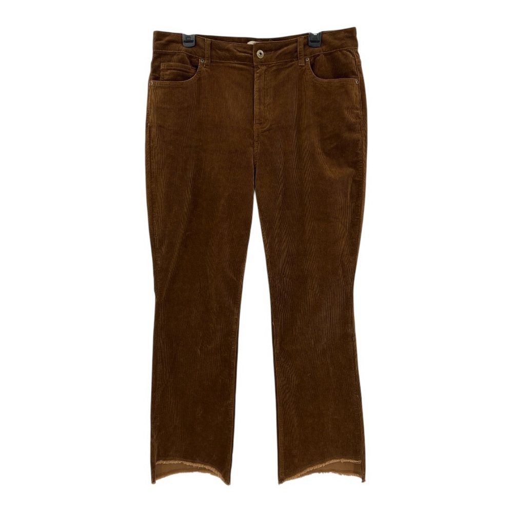 Charlie B Terracotta Rust Boot Bottom Corduroy Pants Frayed Asymmetrical Hem 14
